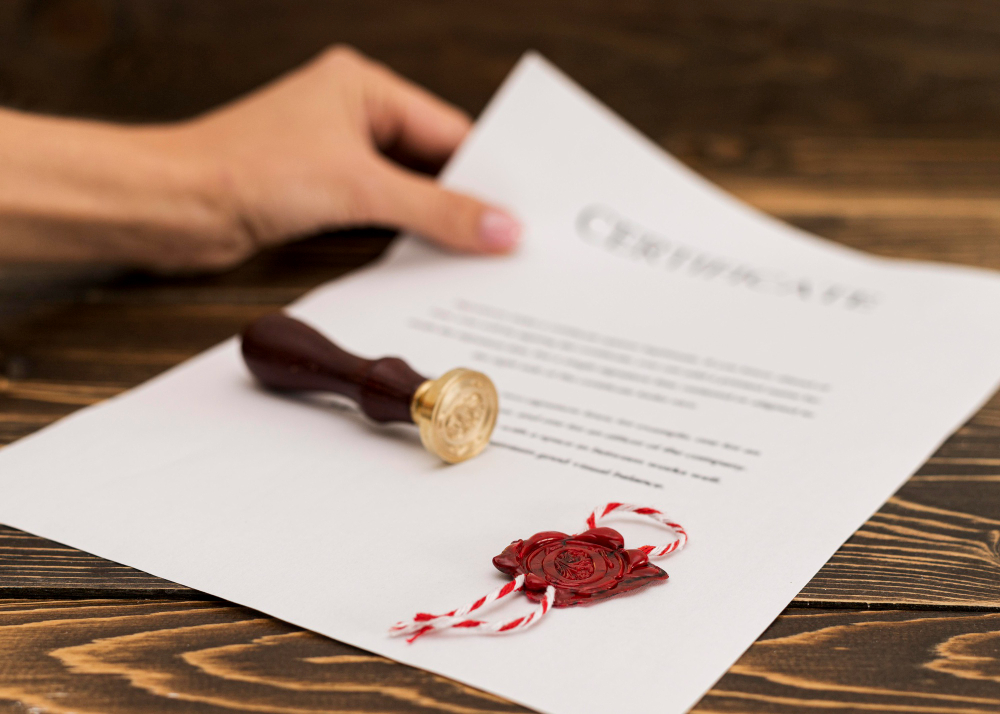 IBCC Attestation 6 Close-up of an attested certificate on a wooden desk,