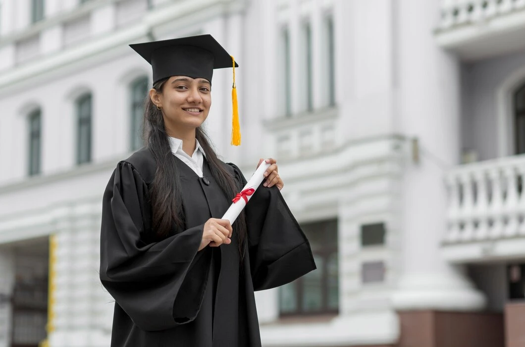 Female graduate with attested degree certificate