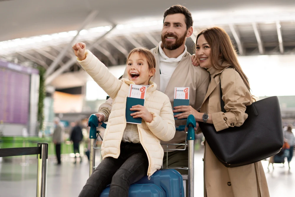 Family at airport UAE Family Visa Consultant