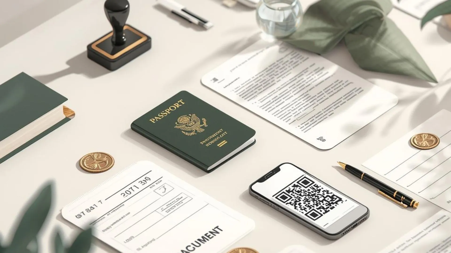 Desk with documents and QR code to check MOFA validity