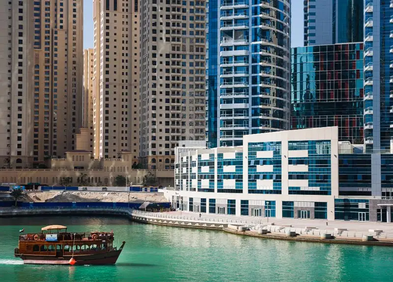 Qatar skyline with modern buildings and water front view