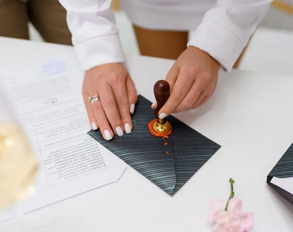 Official wax seal applied to health services documents.