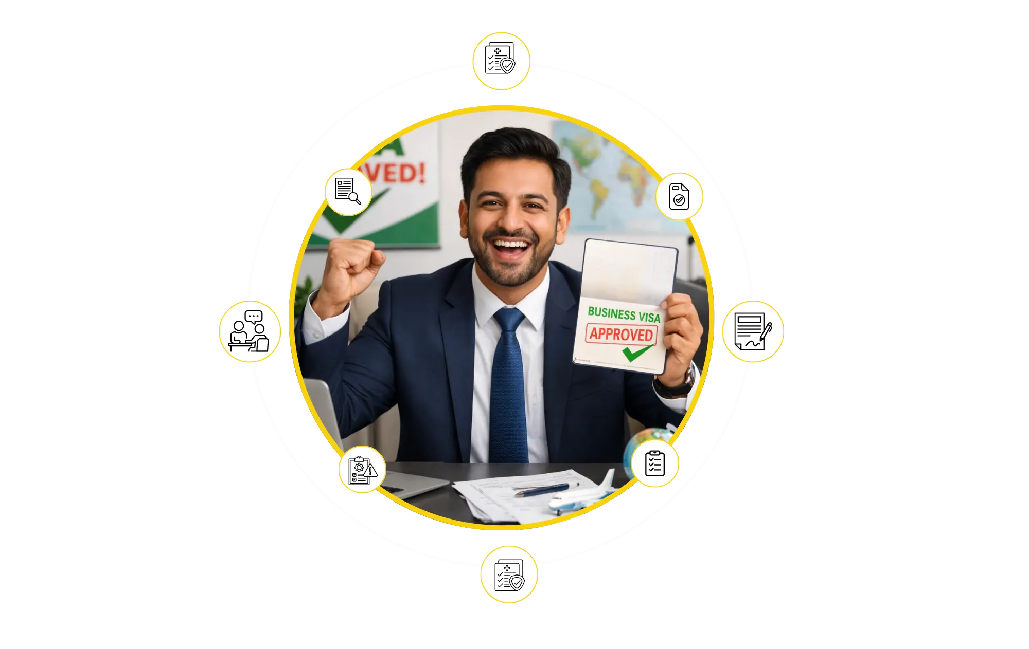 Business visa approved celebration graphic