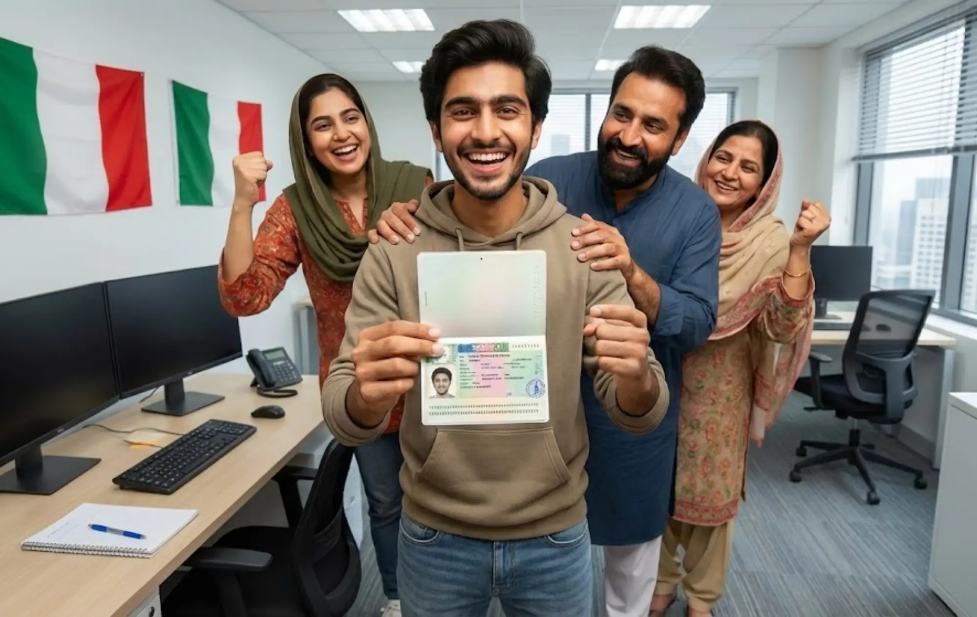 Italy study visa consultant in Pakistan celebrating student visa approval