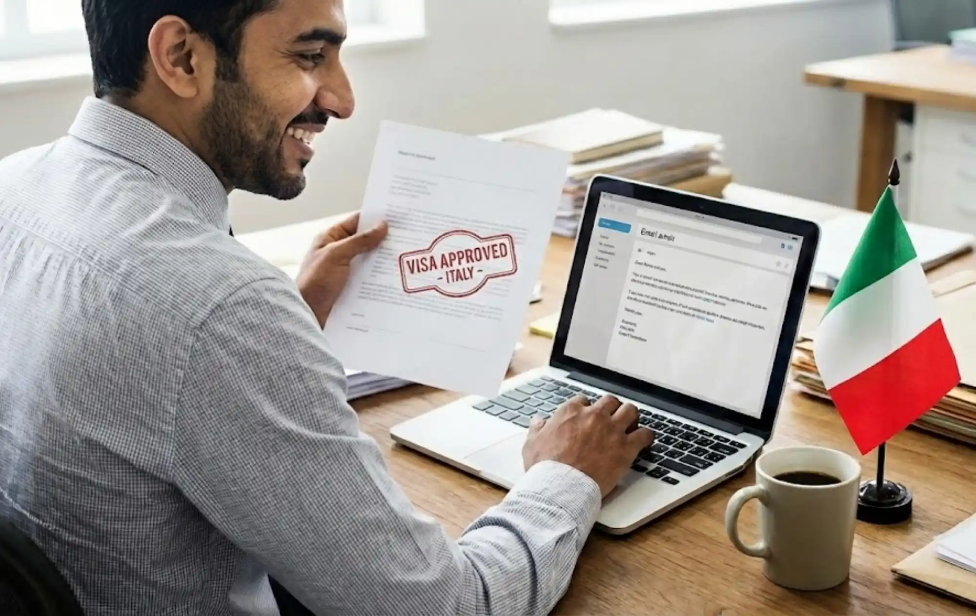 Italy work visa approved documents and employer sponsored application file