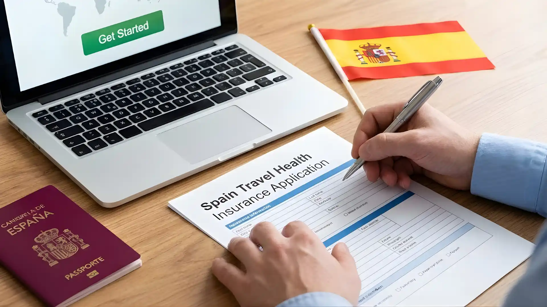 Spain travel health insurance application form completion process