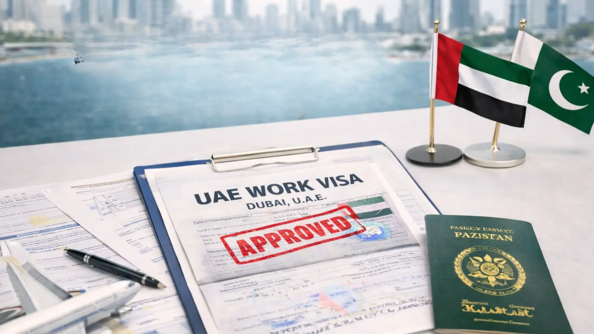 Approved UAE work visa with Pakistani passport